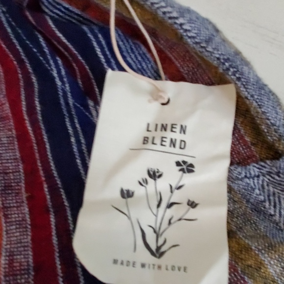 Linen Blend High Waisted Striped Paper Bag Shorts - Picture 8 of 8